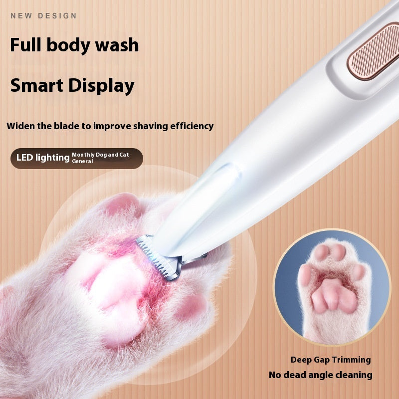 LED dog paw trimmer with smart display for efficient pet grooming and cleaning, designed for dogs and cats.