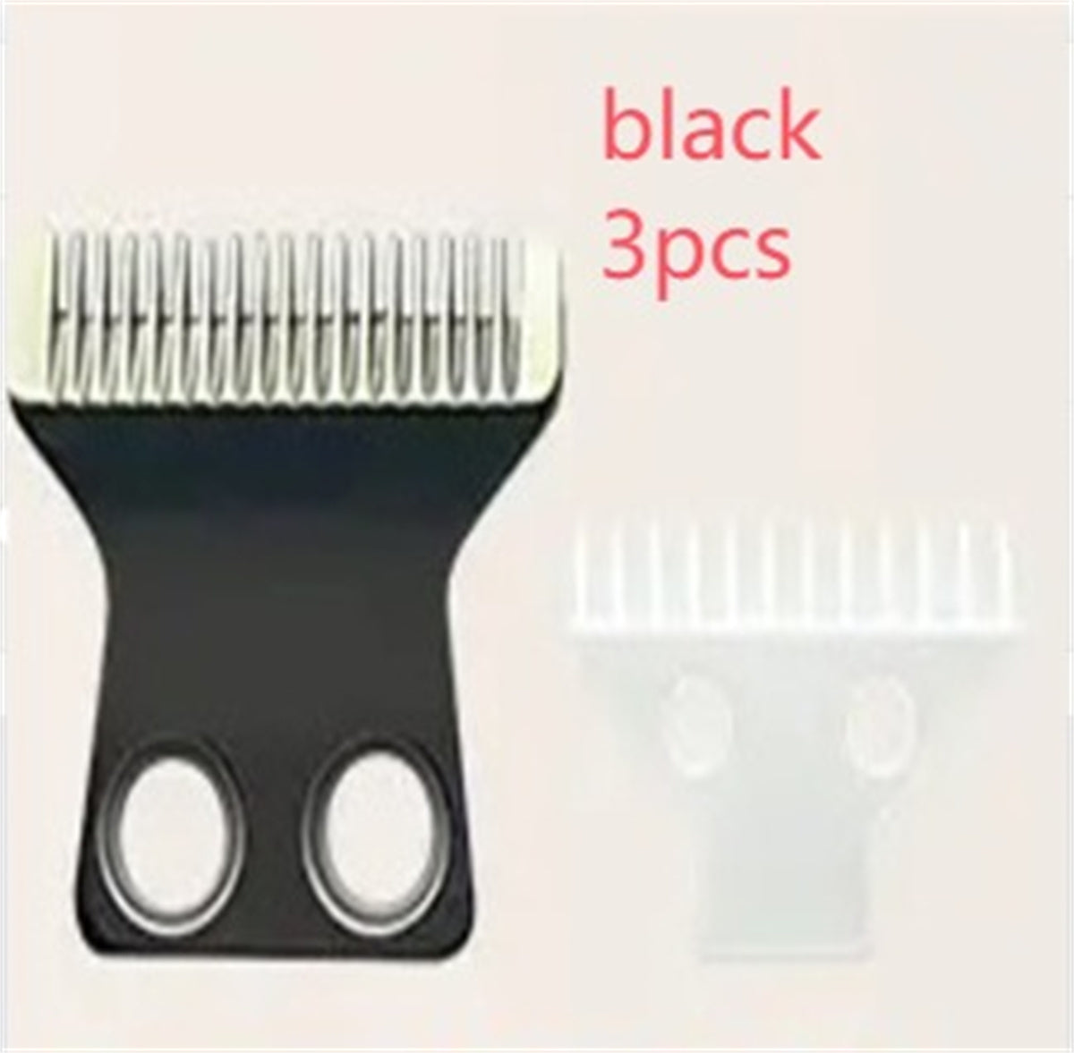 Set of 3 black and white grooming combs for pet care and trimming.