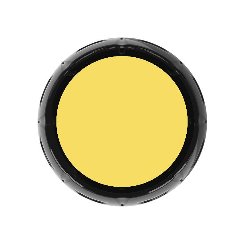 Yellow button toy for dogs with black casing, designed for recording and playing voice commands.