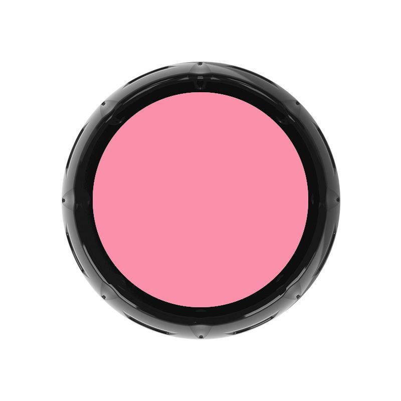 Pink dog voice button toy with a black border, ideal for pet play and interaction.