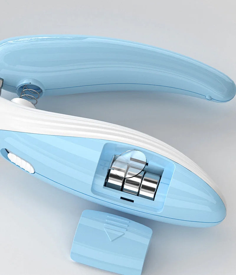 LED electric pet nail clippers in blue, designed for safe trimming of small and medium pets' claws.
