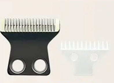Black and white dog trimmer blade attachments for efficient pet grooming.